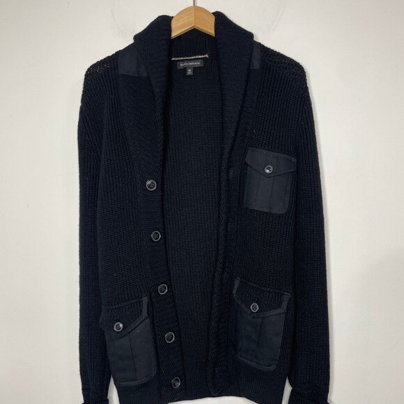 Banana Republic Men's Utility Shawl Neck Cardigan Knit Sweater Black XS Cotton - Picture 3 of 13